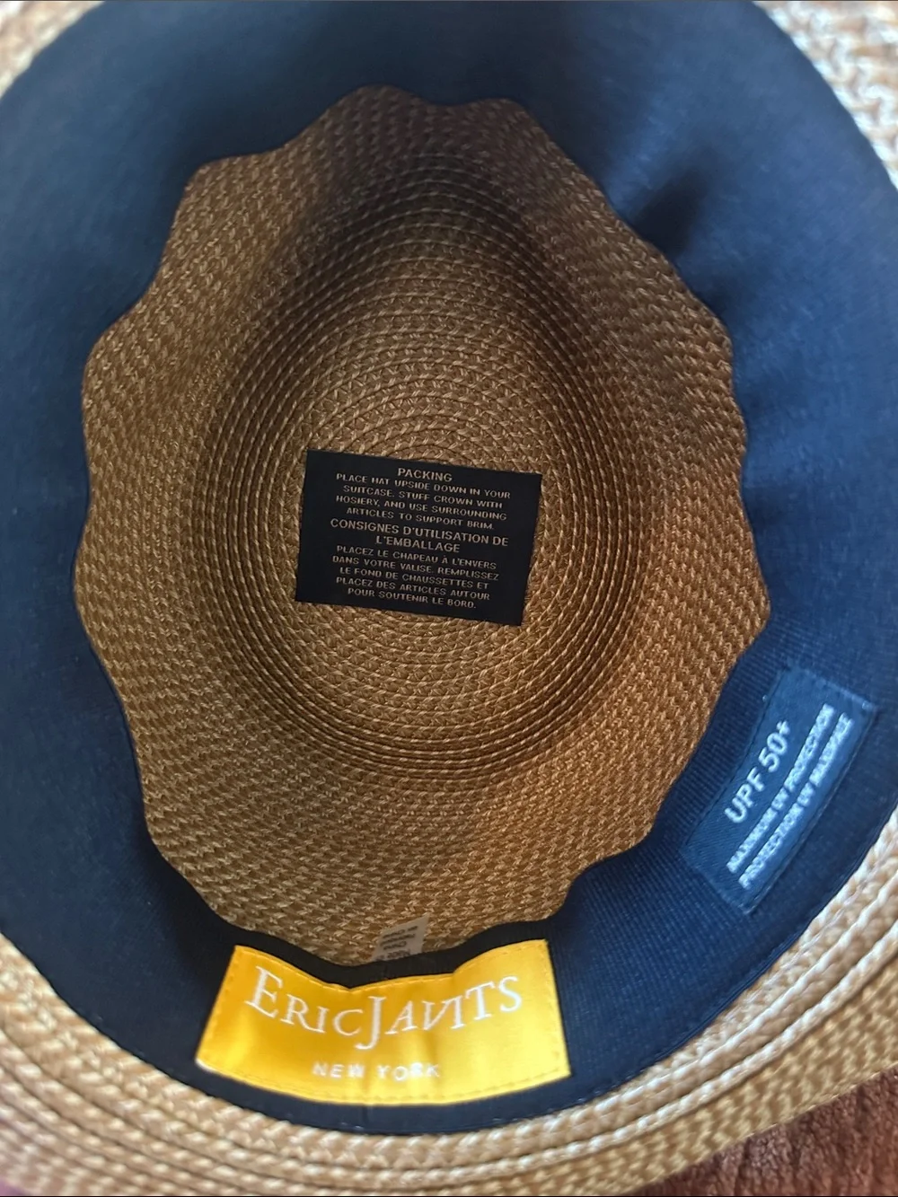 Eric Javets New York Straw Fedora Hat with Black Band - Natural